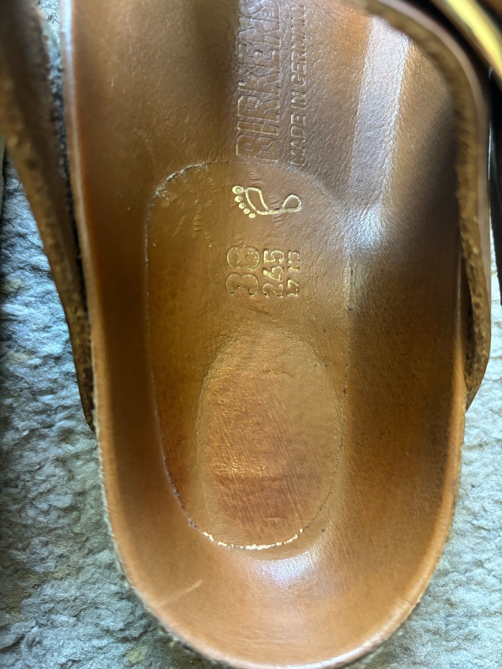 Birkenstock Cognac Brown Big Buckle Gizeh Sandals Size 38 - Picture 5 of 10